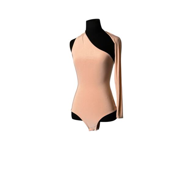 PrettyLittleThings pale pink one shoulder long sleeve bodysuit size 4 - Picture 13 of 14